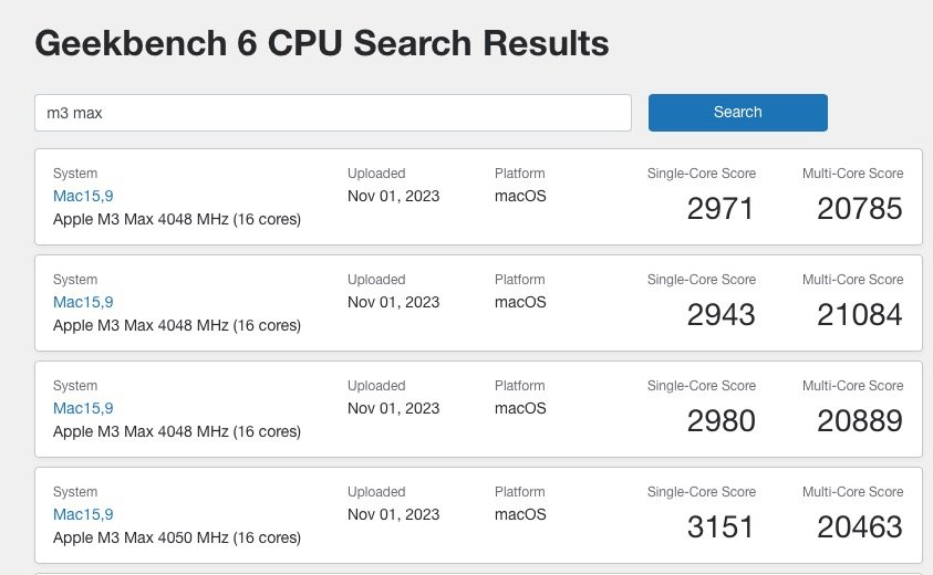 Apple M3 Max test
