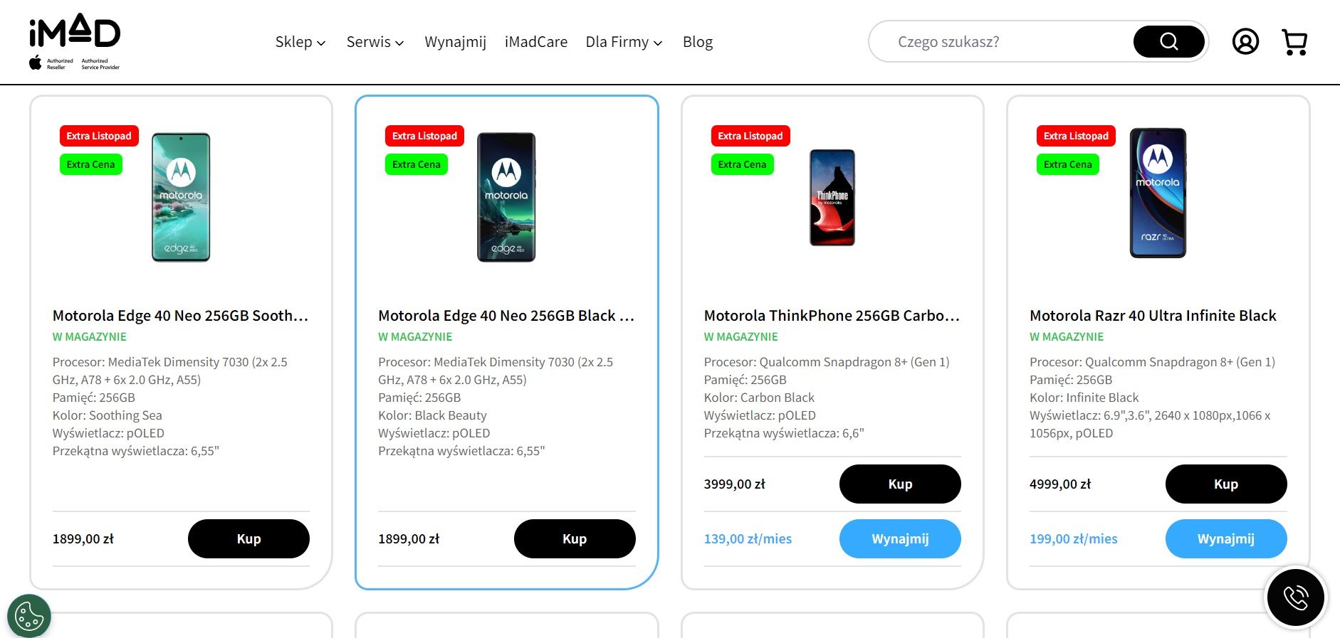imad smartfony motorola wynajem