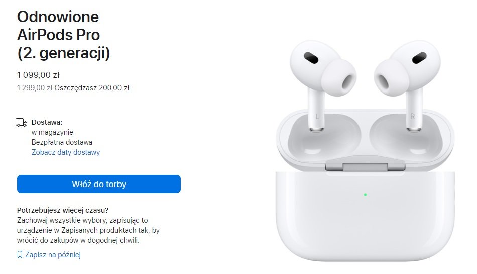 odnowione słuchawki Apple AirPods 2. generacji etui ze złączem Lightning fot. Tabletowo.pl