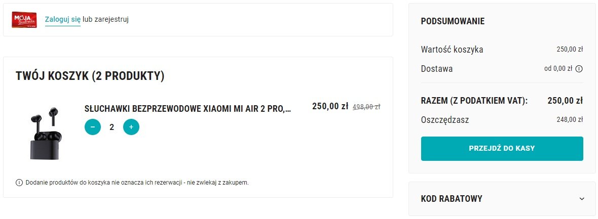 promocja Biedronka Home drugie słuchawki Xiaomi za 1 złoty fot. Tabletowo.pl