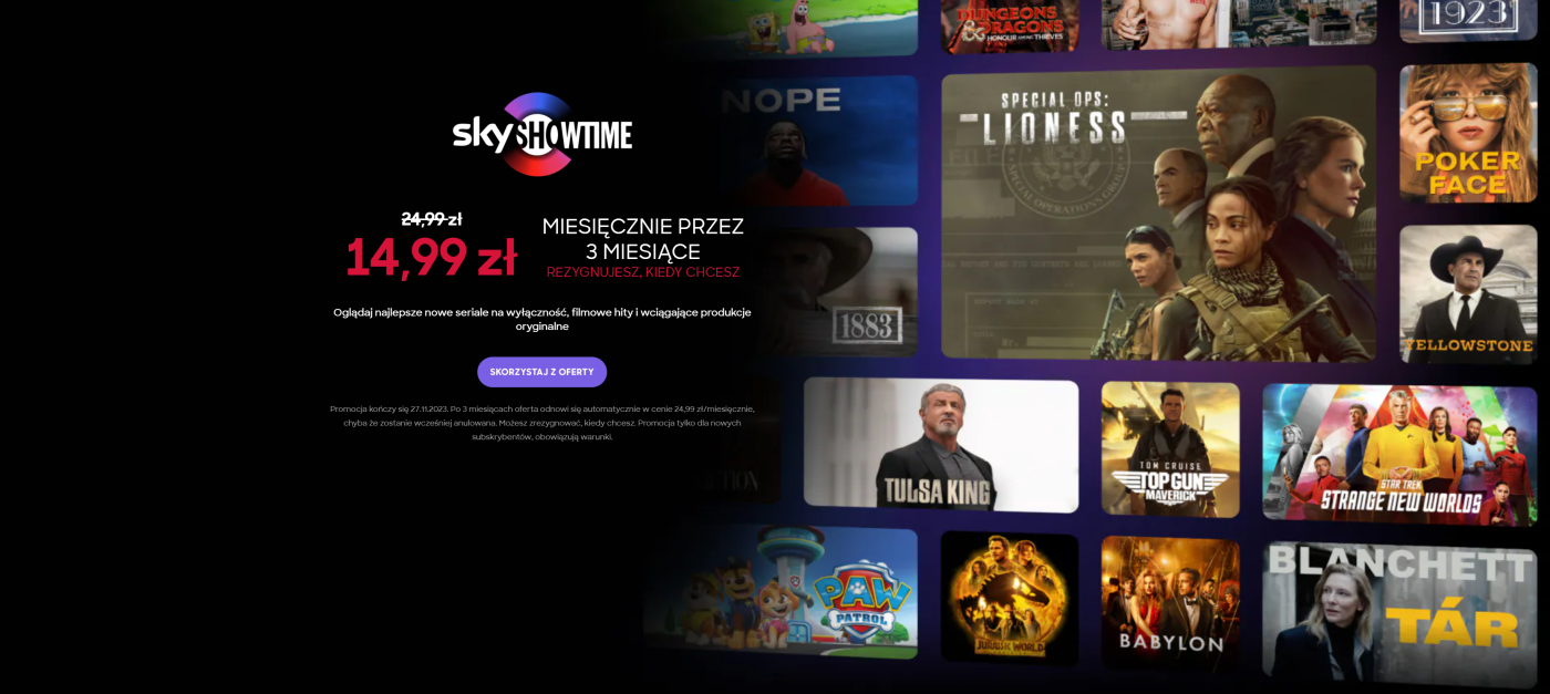 skyshowtime promocja listopad 2023