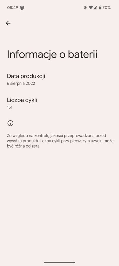 android 14 pixel 7 informacje o baterii