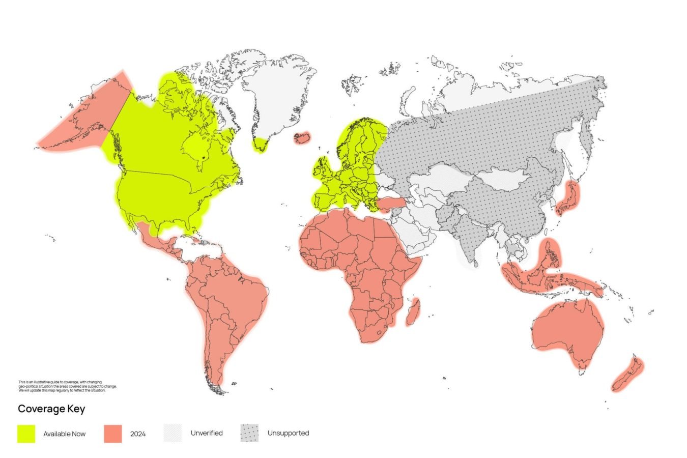 łączność komunikacja satelitarna Bullitt dostępność mapa