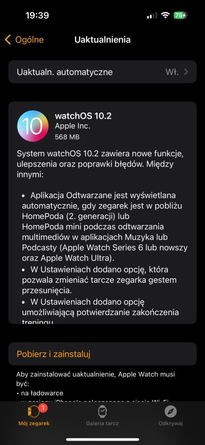 watchOS 10.2 aktualizacja