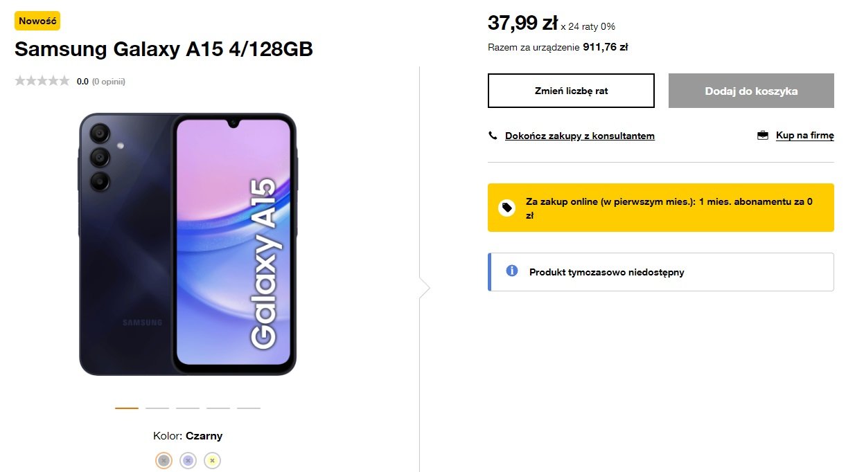 Samsung Galaxy A15 Orange polska cena fot. Tabletowo.pl