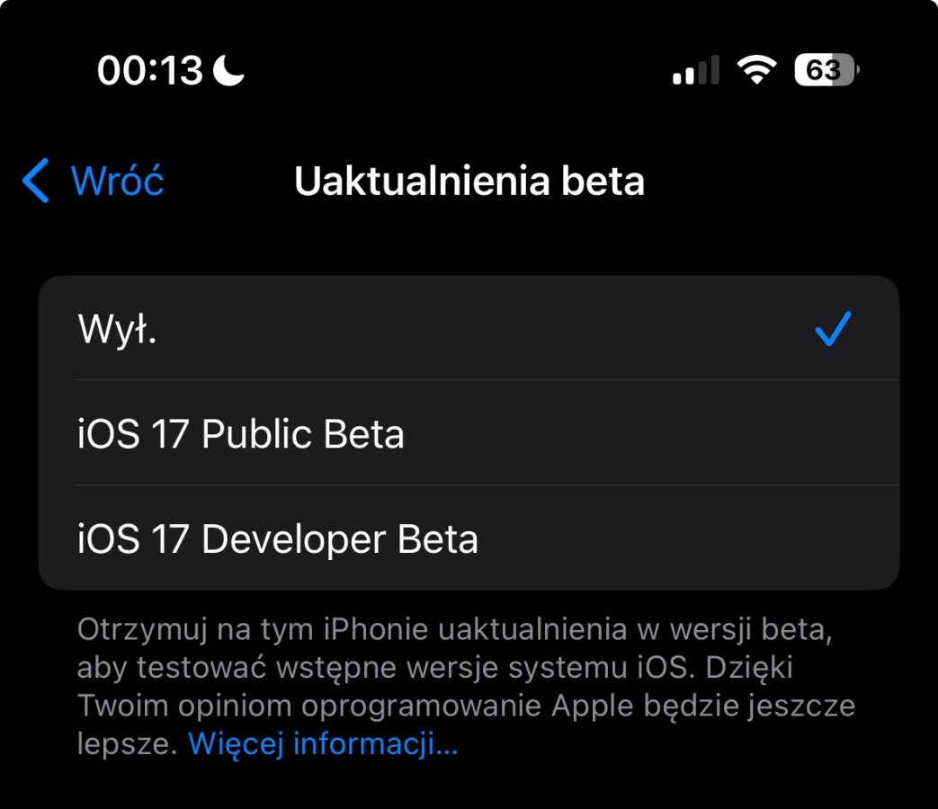 iOS program beta testów