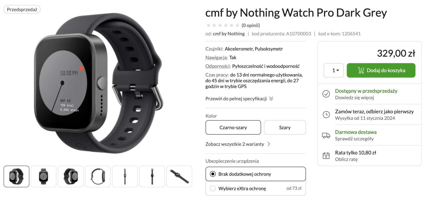 Smartwatch Nothing dostępny w x-kom