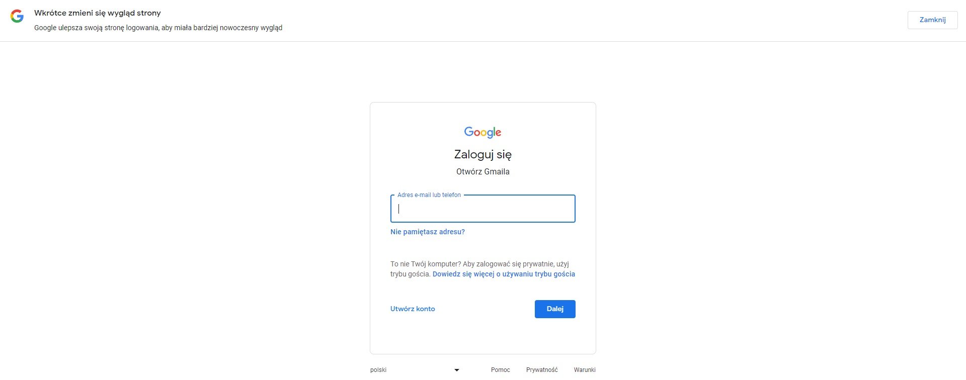 Google strona logowania 22.02.2024 fot. Tabletowo.pl