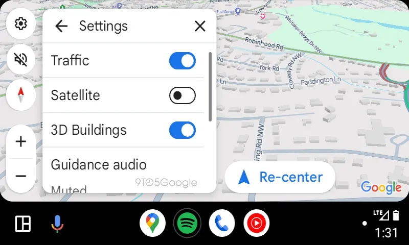 Android Auto Google Maps widok 3D