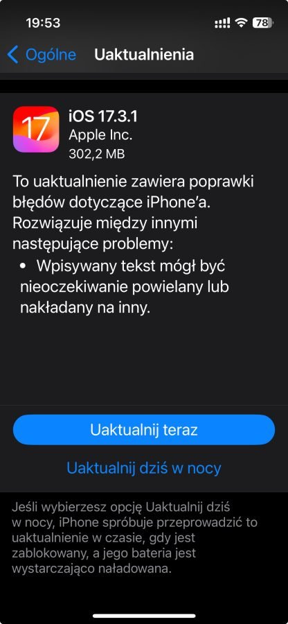 iOS 17.3.1 aktualizacja