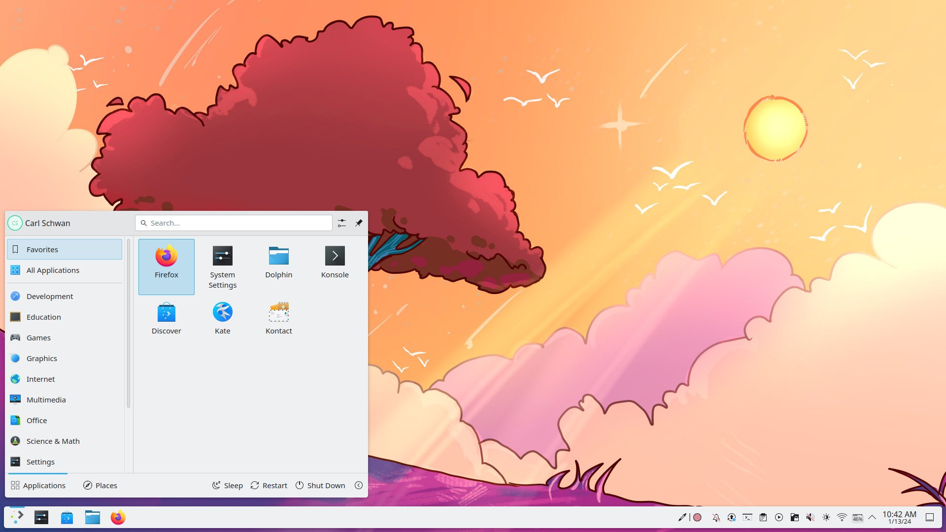 KDE Plasma 6 - menu