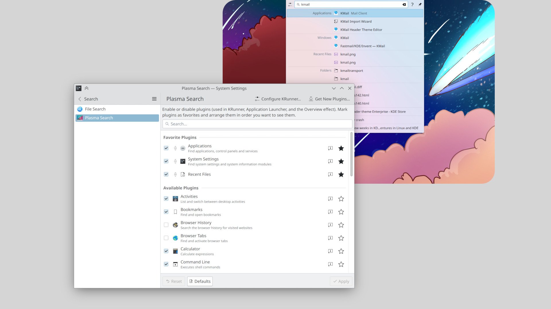 KDE Plasma 6 na Linux - wyszukiwarka
