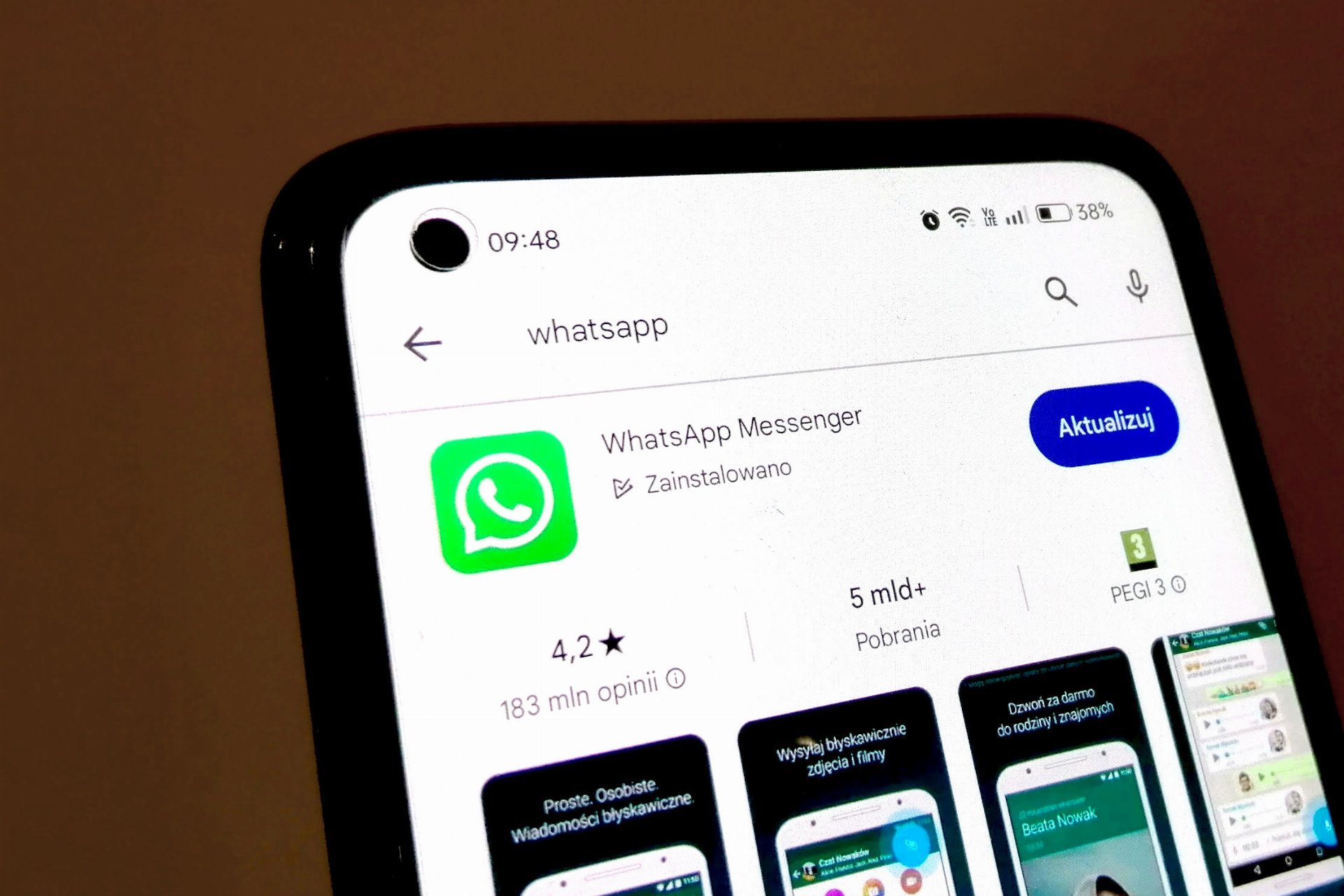 WhatsApp telefon Google Play