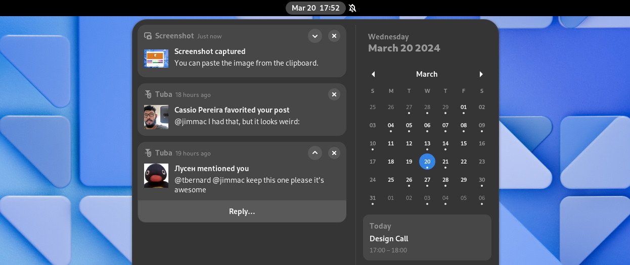 GNOME 46 powiadomienia