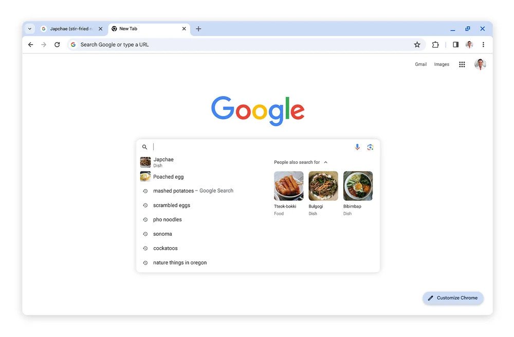 Google Chrome nowa karta sugestie