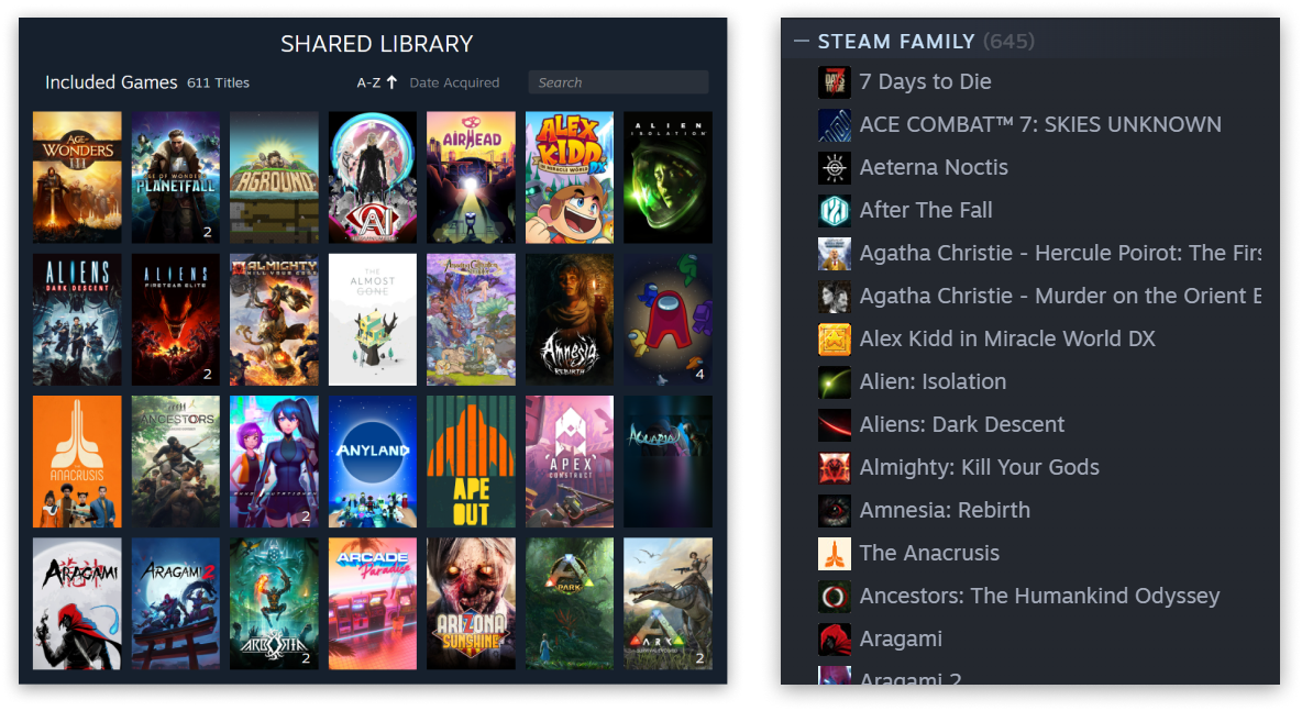 przykładowa współdzielona biblioteka rodziny Steam