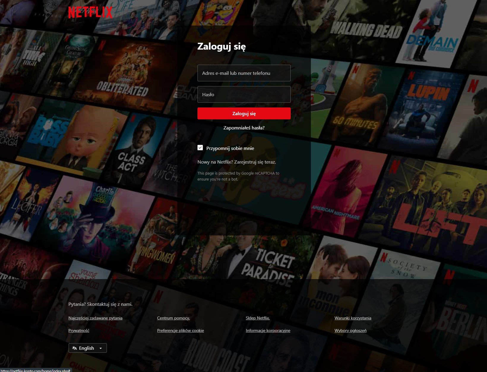Fałszywa strona "Netflix". Niektóre elementy są dość przekonujące. (screen: Karol Kunat)
