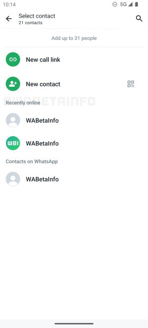 WhatsApp aktywne kontakty beta Android