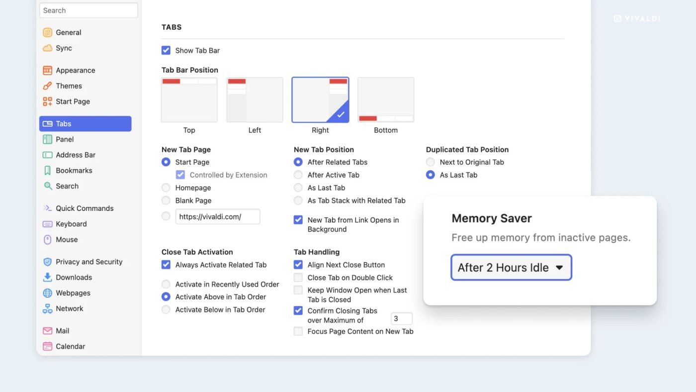 Vivaldi 6.7 Memory Saver