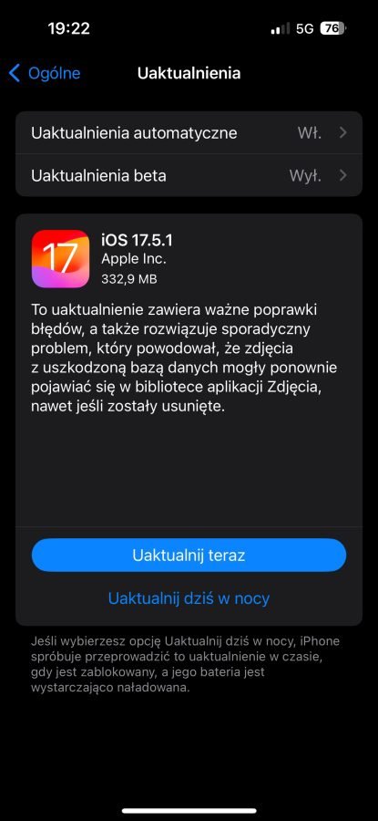 iOS 17.5.1 aktualizacja