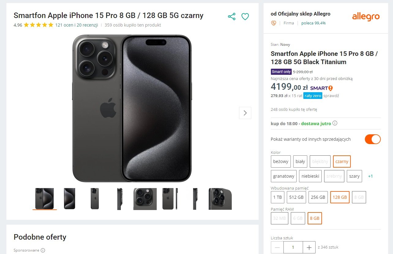 iPhone 15 Pro Allegro Smart! Week fot. Tabletowo.pl