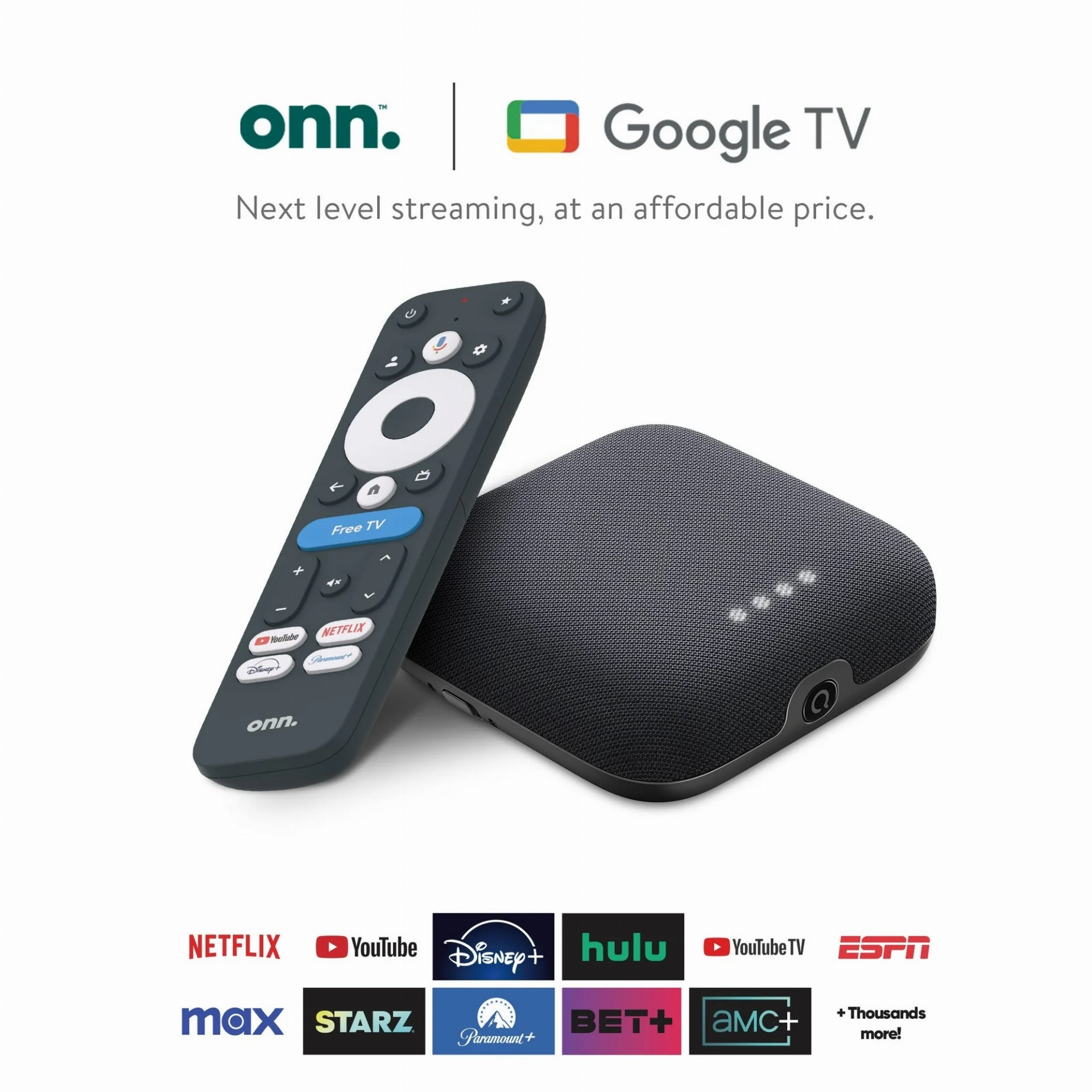 "Magiczny przycisk" na pilocie Onn 4K Pro z Google TV (źródło: Walmart)