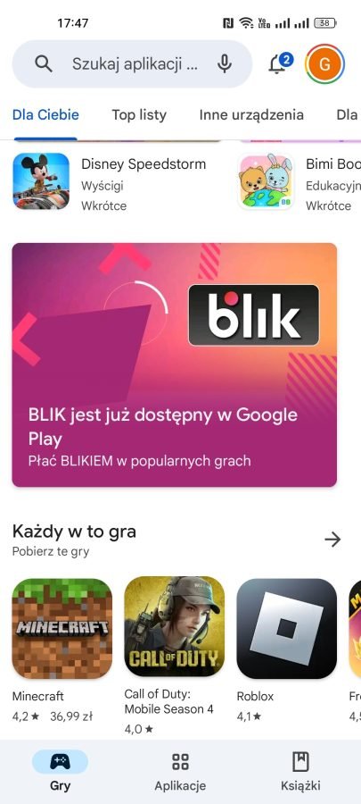 płatność Blikiem Sklep Google Play fot. Tabletowo.pl