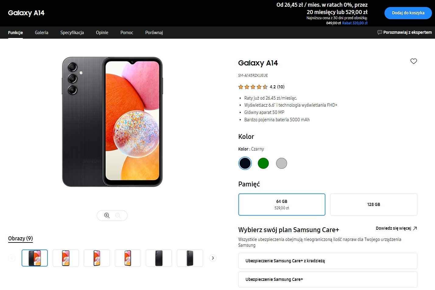 promocja na smartfon samsung galaxy a14 za 529 złotych fot. tabletowo.pl