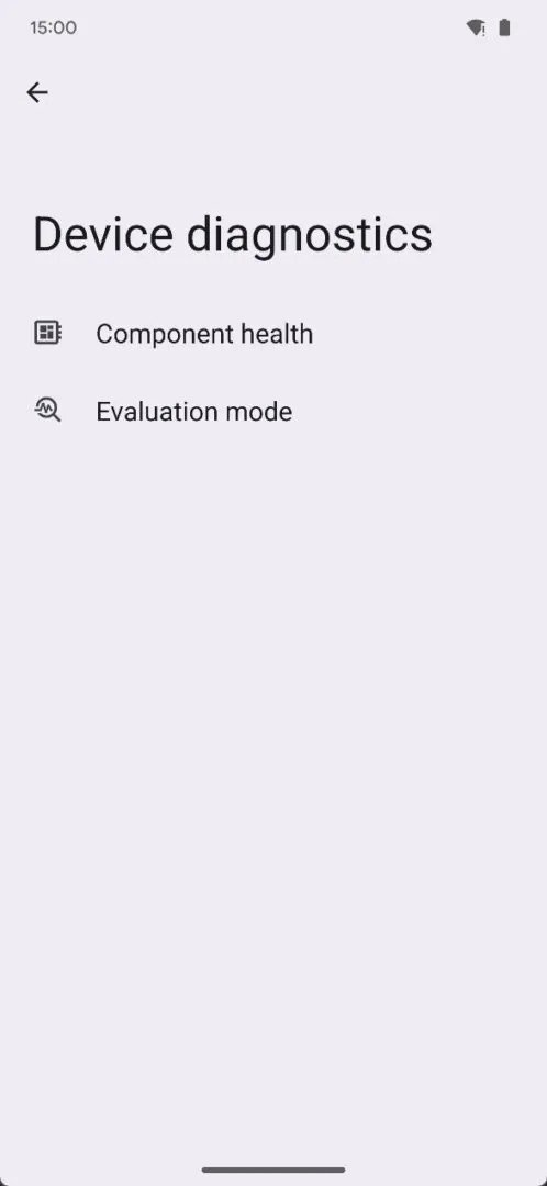 Android 15 diagnostyka screen