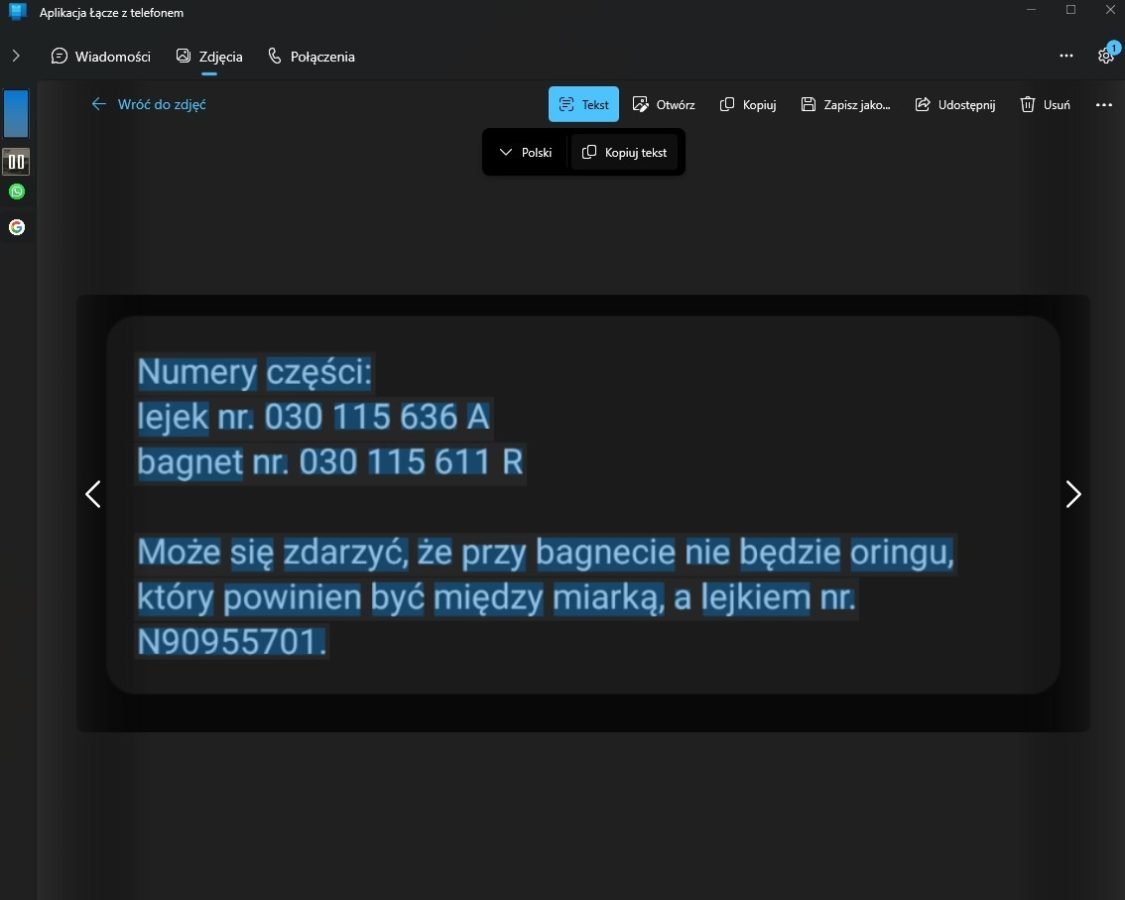 Łącze z telefonem na Windows 11