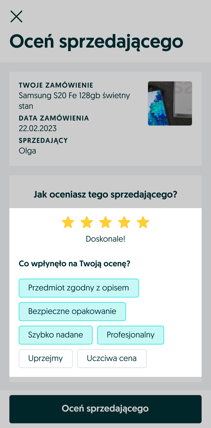 Nowy system oceniania na OLX