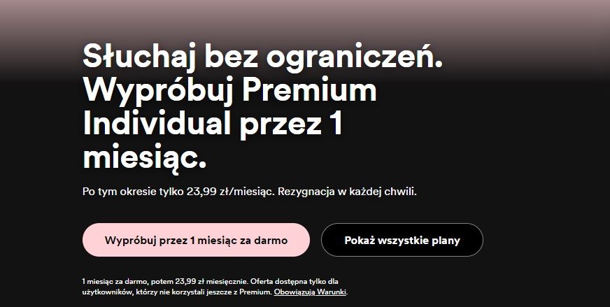 Spotify Premium Individual - promocja dla nowych
