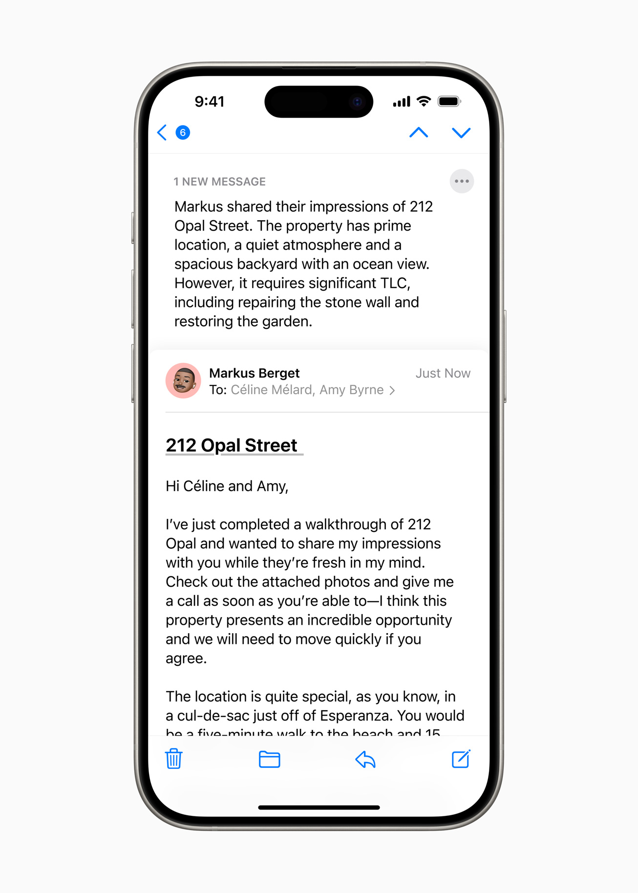 Apple Intelligence - podsumowanie wiadomości e-mail