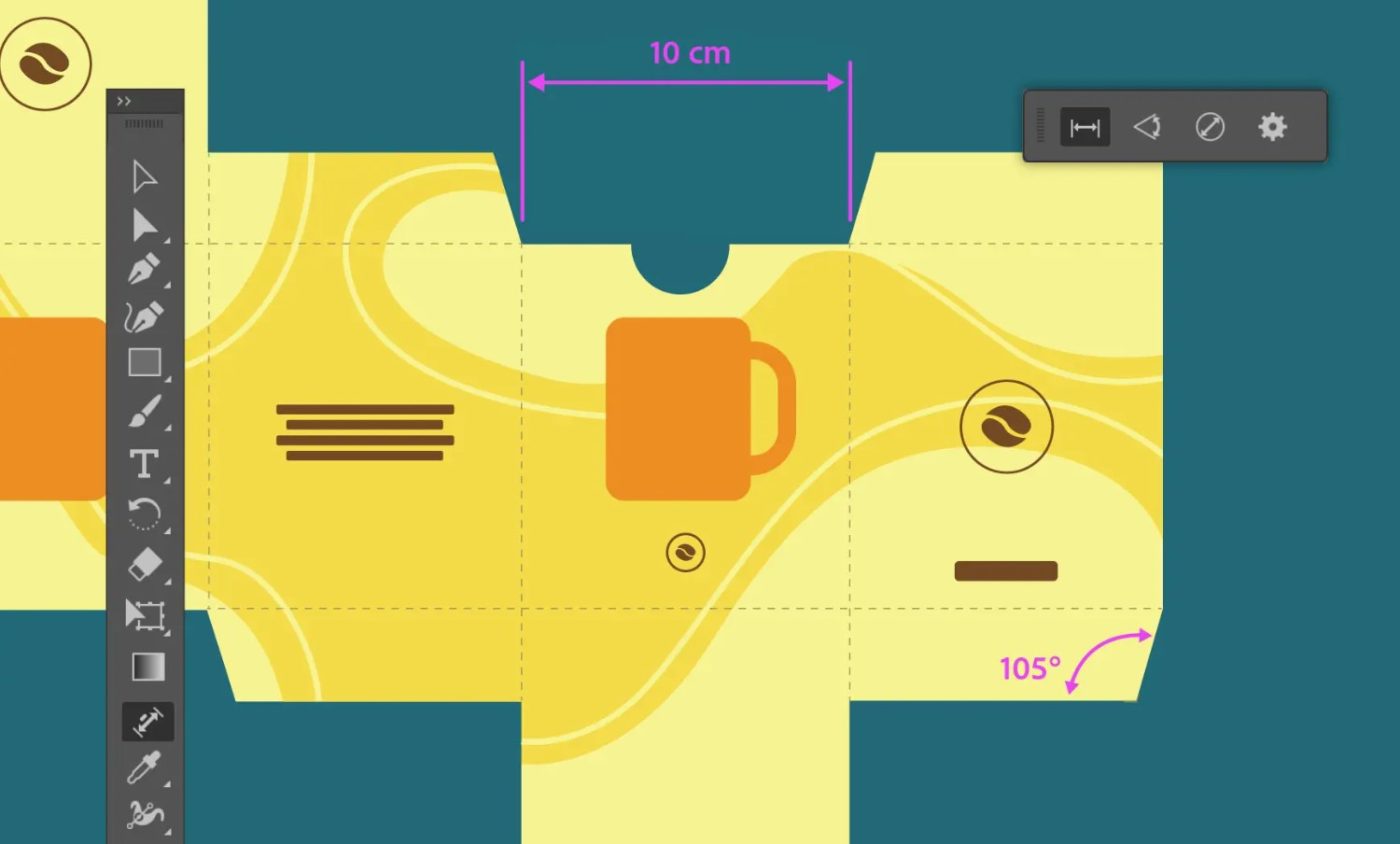 Funkcja Dymension Tool - wymiarowania w Illustratorze
