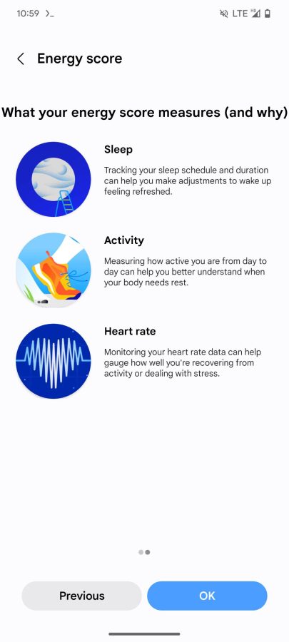 aplikacja samsung health energy score