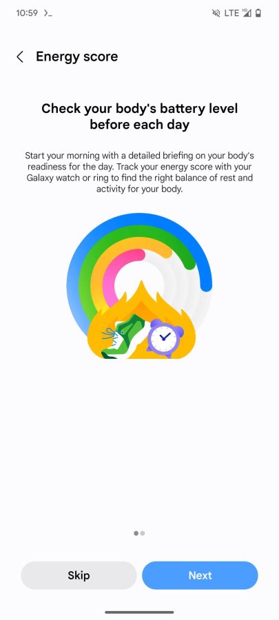 aplikacja samsung health energy score