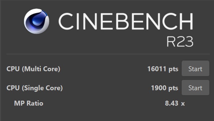 Asus Zenbook S 16 - Cinebench R23