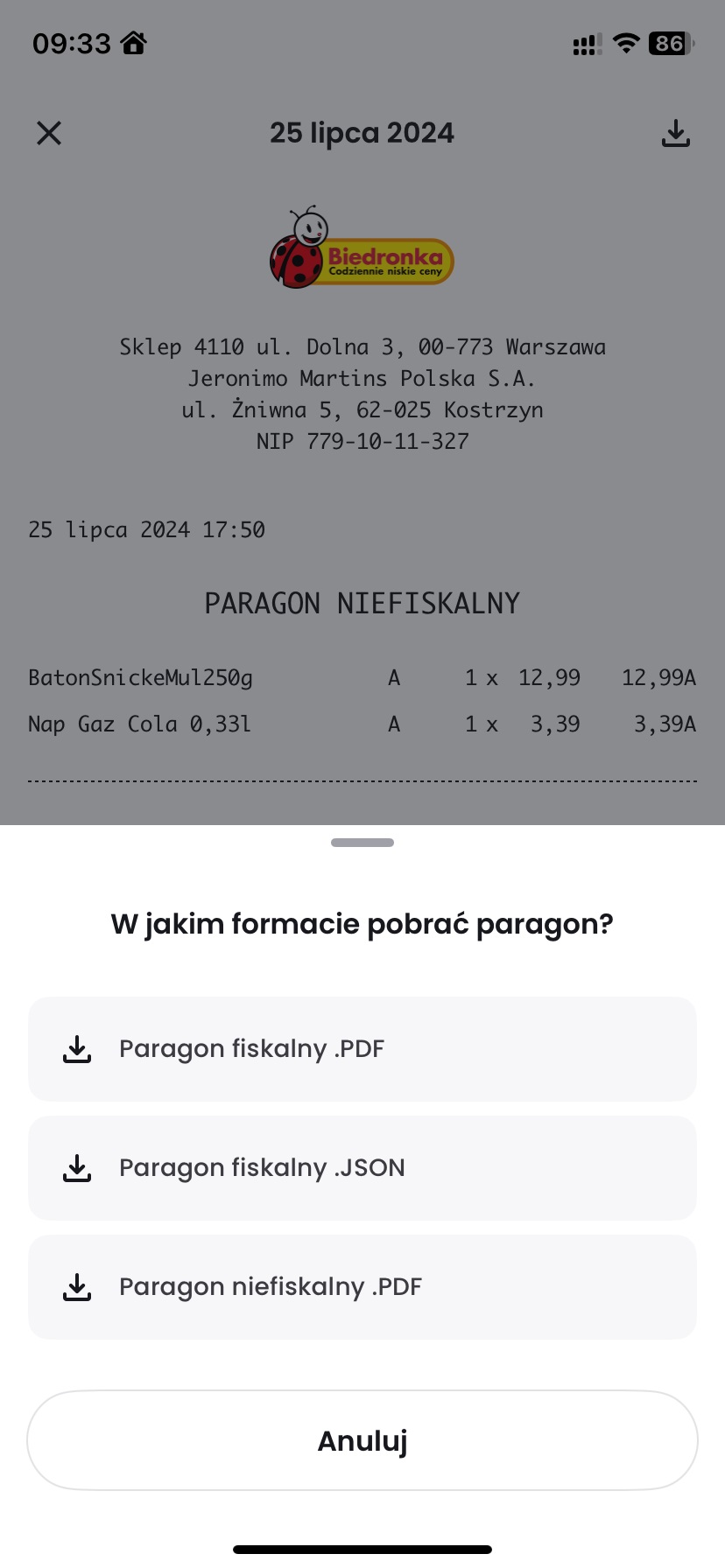 e-paragon biedronka