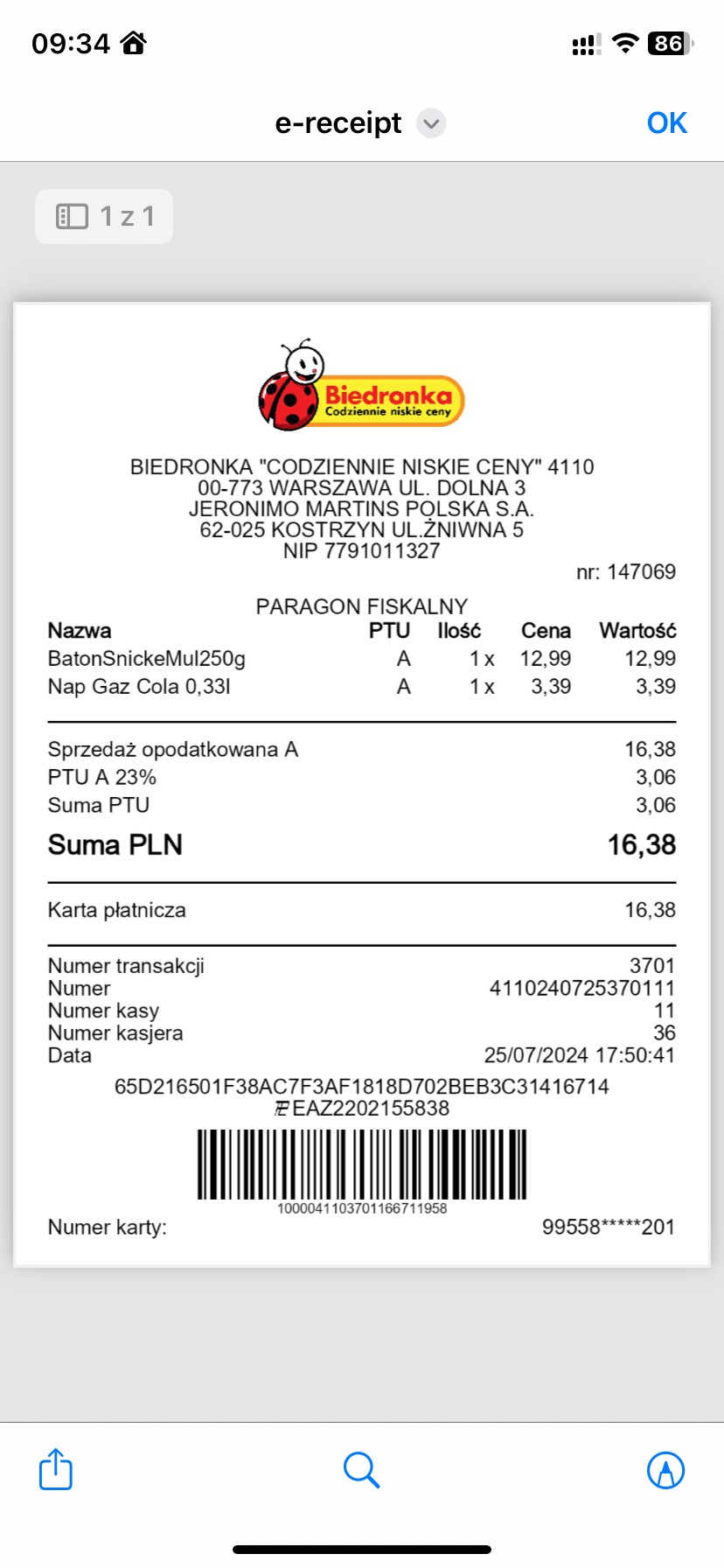 e-paragon biedronka