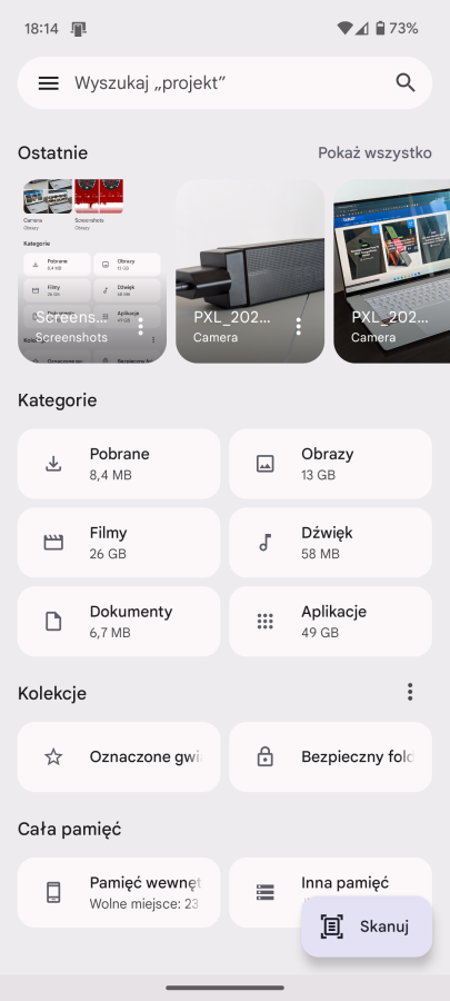 Files by Google - nowy widok