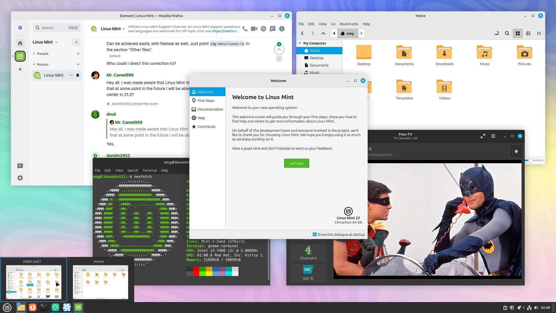 interfejs Linux Mint 22
