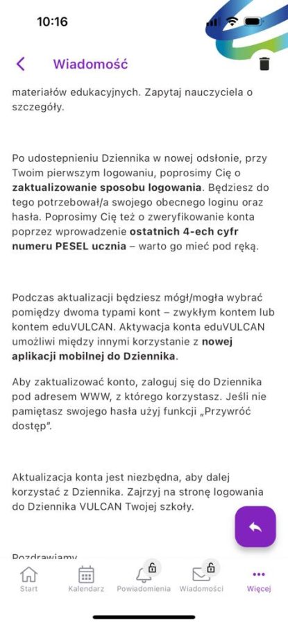 eduVULCAN płatny dziennik screen