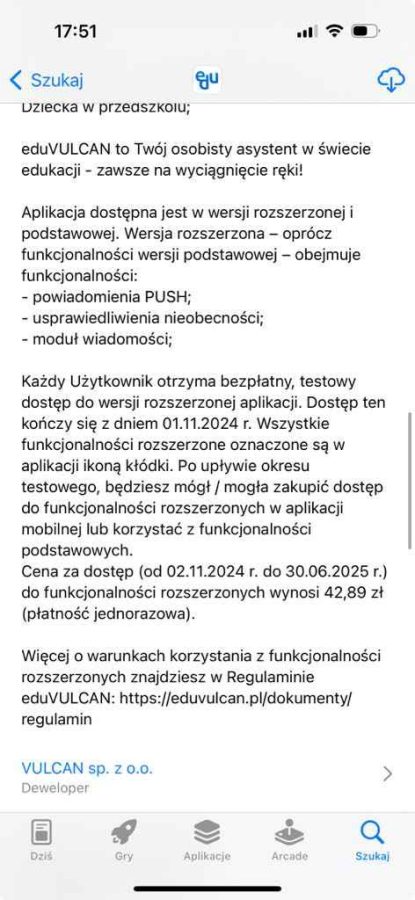 eduVULCAN płatny dziennik screen