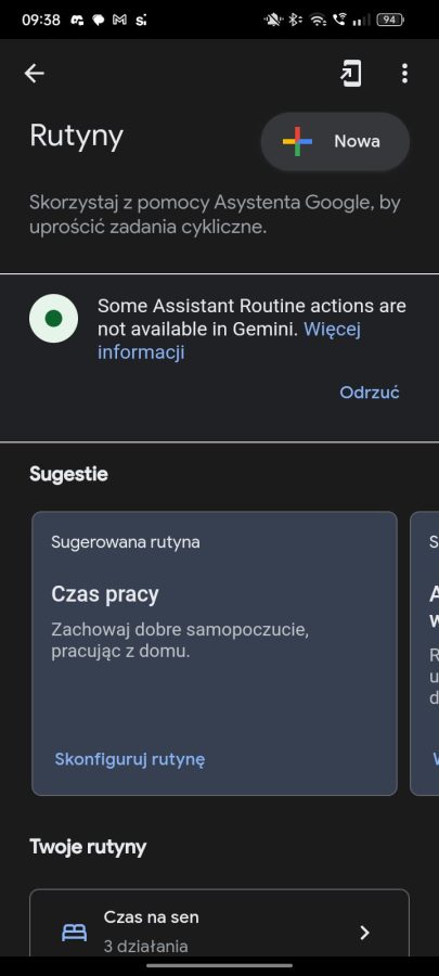 Gemini może uruchamiać rutyny Asystenta Google