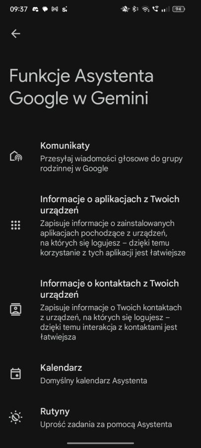 Gemini może uruchamiać rutyny Asystenta Google