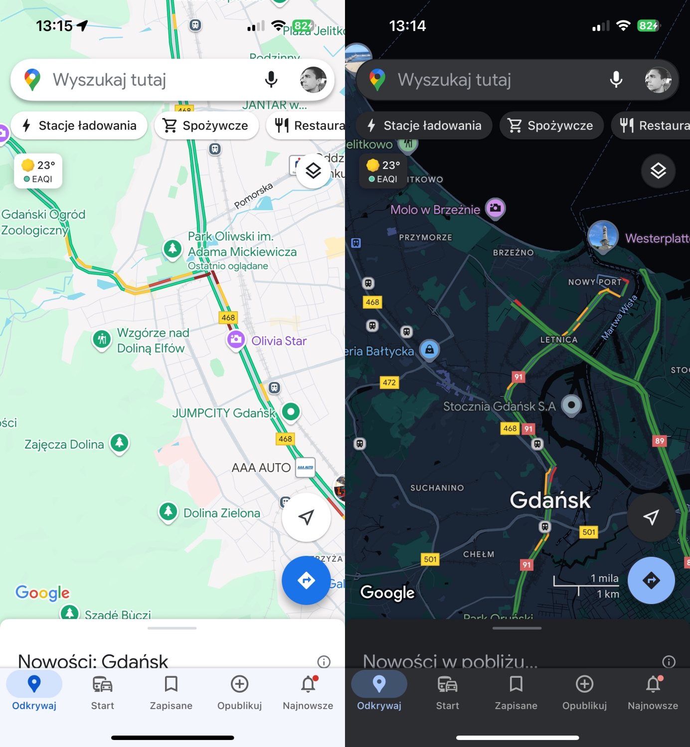 Google Maps nowy wygląd pinezek