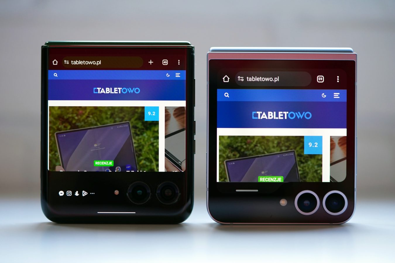 Motorola Razr 50 Ultra obok Samsung Galaxy Z Flip 6