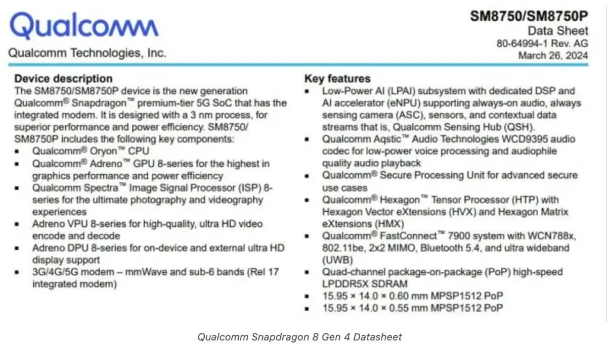 Qualcomm Snapdragon 8 Gen 4 przeciek