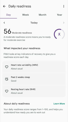 Wynik codziennej gotowości w Fitbit