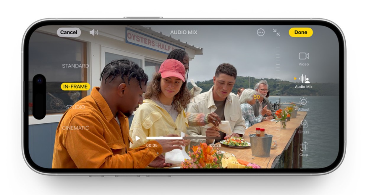 Funkcja Mix Audio w iPhone 16